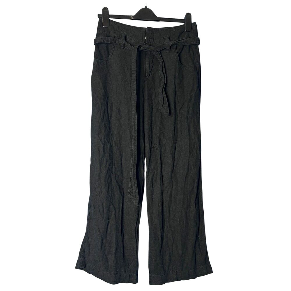 GAP Womens Black Linen Wide Leg Pants Sz‎ 4 Capsule Classic Chic Coastal Vacay